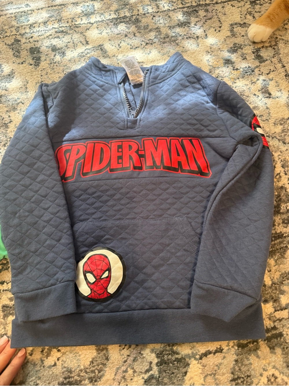 Marvel Spider-Man Navy Quilted Pullover with Red Logo